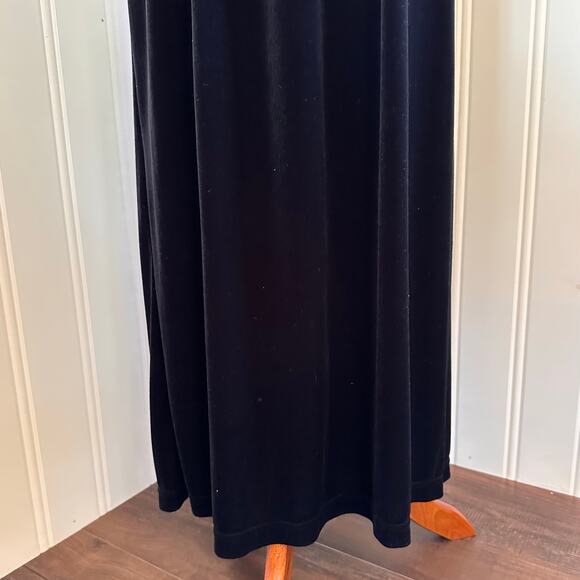 Vintage 90s Boho Black Velvet Maxi Skirt M - Picture 4 of 6